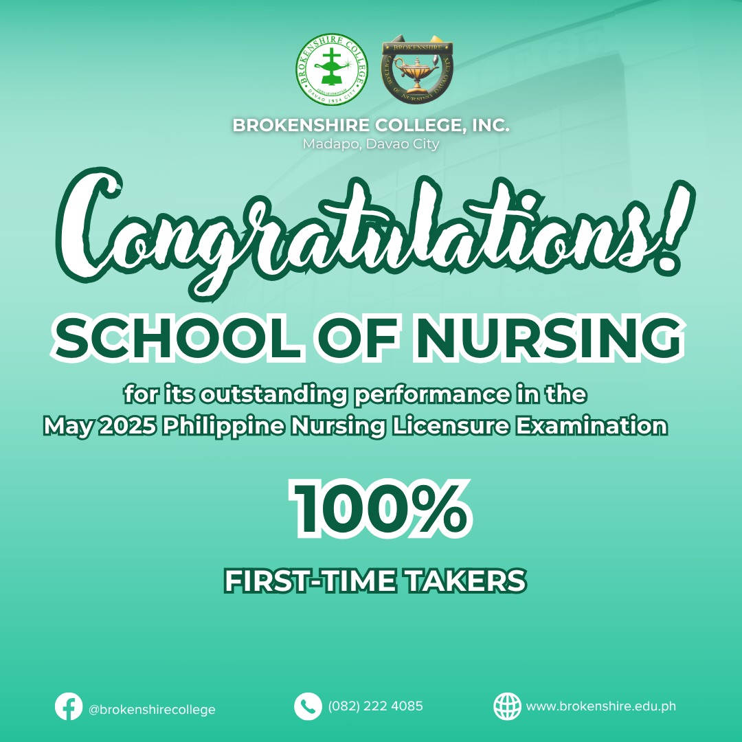 Brokenshire College Inc. Marks 100% Success in May 2025 Nursing Board Exam!